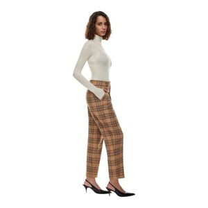 Aritzia Wilfred Dashwood Pant Plaid Pleated in Tan/Green Size 2